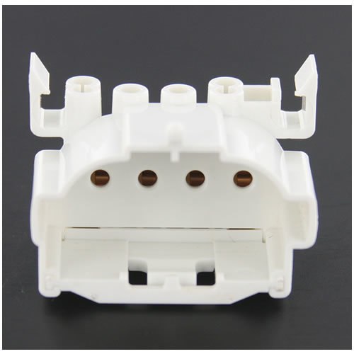 LH0312 13w 2GX7, 4 pin CFL lamp holder/socket with 2 hole snap in horizontal mounting