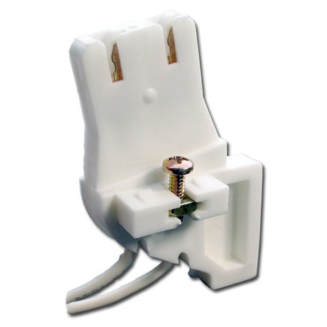 LH0475 Unshunted, water resistant, angled lamp holder/socket with screw down mounting and 5" leads