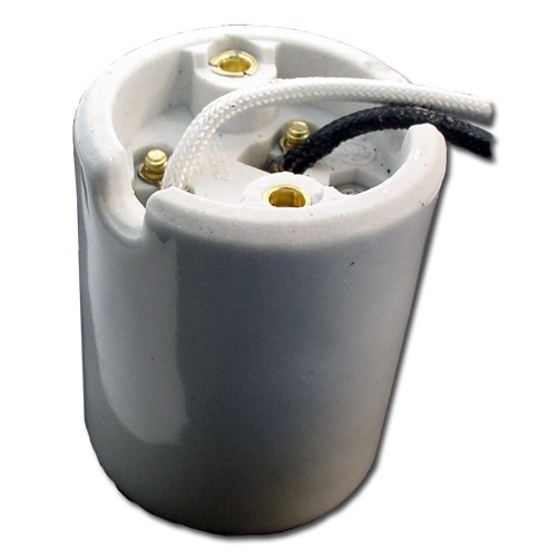 LH0548 E39 6kv pulse rated HID mogul base lamp holder/socket with captive bushings and 18" leads