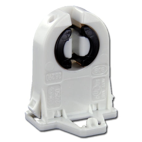 LH0760 Unshunted, T8-T12, rotary locking lamp holder/socket with push fit mounting and stop/post