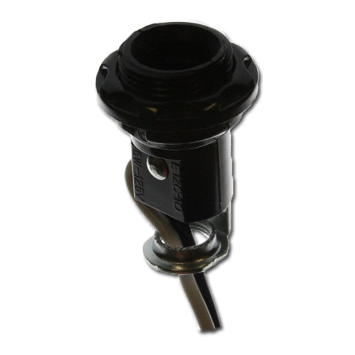 LH0766 E12, candelabra base lamp holder/socket with 1/8 IPS hickey, threaded top, and 9" leads