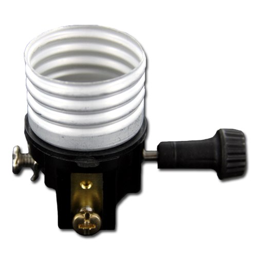LH0848 E26, medium base lamp holder/socket 3 way interior mechanism with turn knob & screw terminals