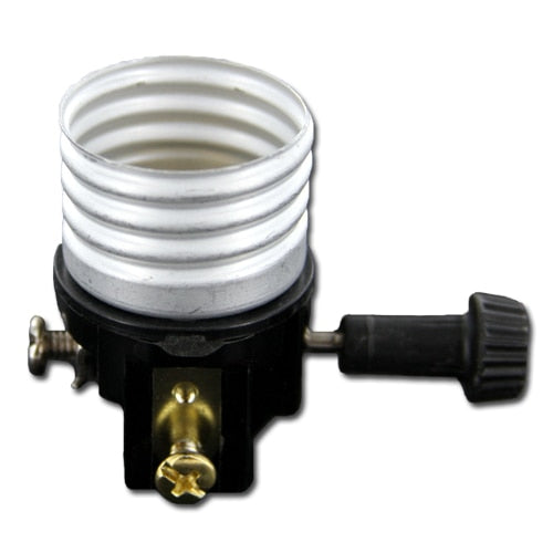 LH0849 E26, medium base lamp holder/socket on/off interior mechanism with turn knob and screw terminals