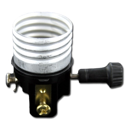 LH0850 E26, medium base lamp holder/socket 2 circuit interior mechanism with turn knob & screw terminals