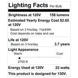Bulbrite 861944 25W Incandescent A19 Light Bulb 2700K Dimmable E26 110 Lumens 130V 50PK