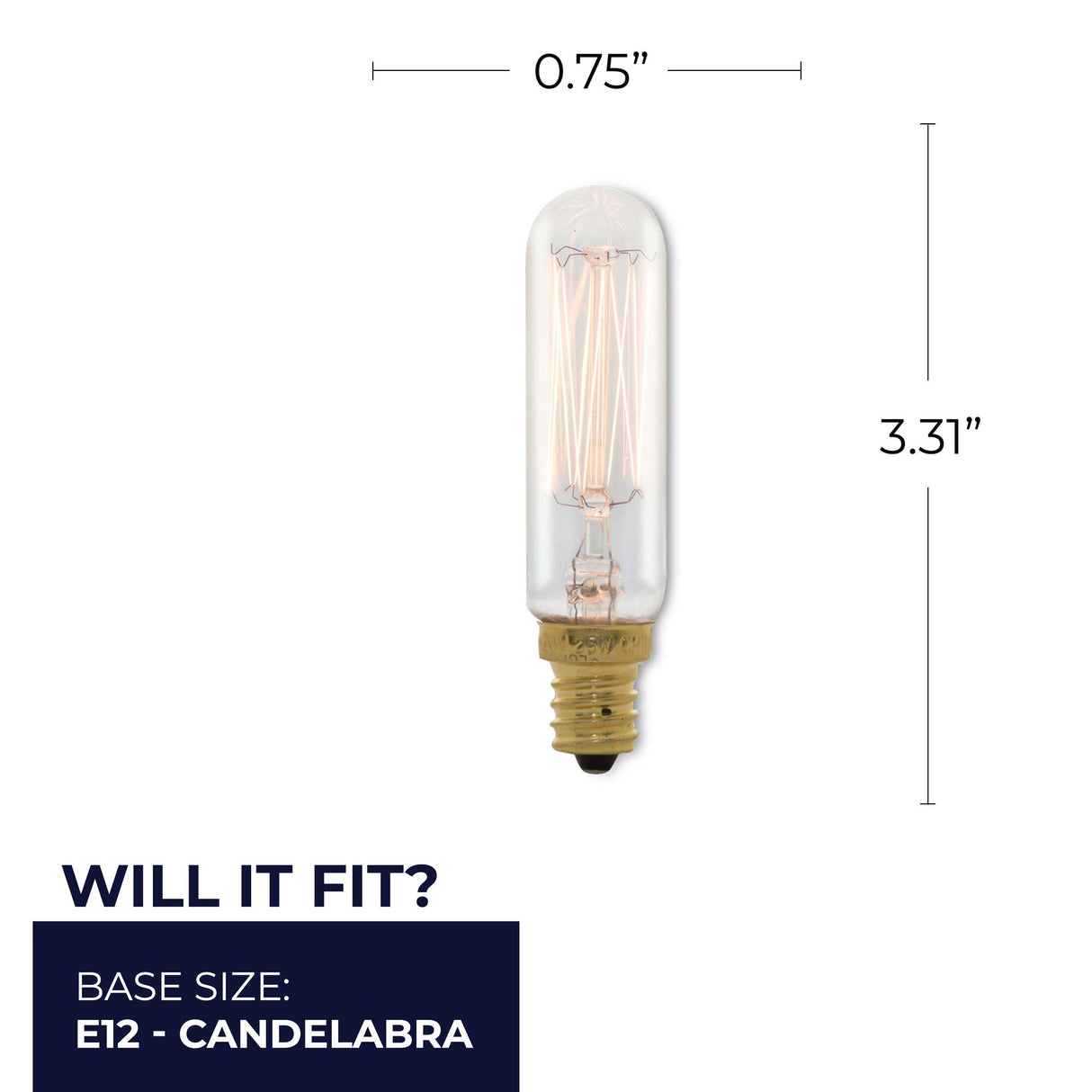 Bulbrite 861500 Bulbrite Pack of (4) 25 Watt Dimmable Clear Appliance, Amusement T6 Candelabra (E12) Incandescent Light Bulb
