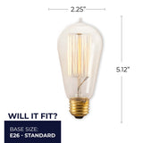 Bulbrite 861058 Bulbrite Incandescent Pack of (4) Dimmable 40 Watt Nostalgic Edison Squirrel Cage-style ST18 Light Bulbs with Antique Glass Finish and Medium (E26) Screw Base, 2200K (Amber Light)
