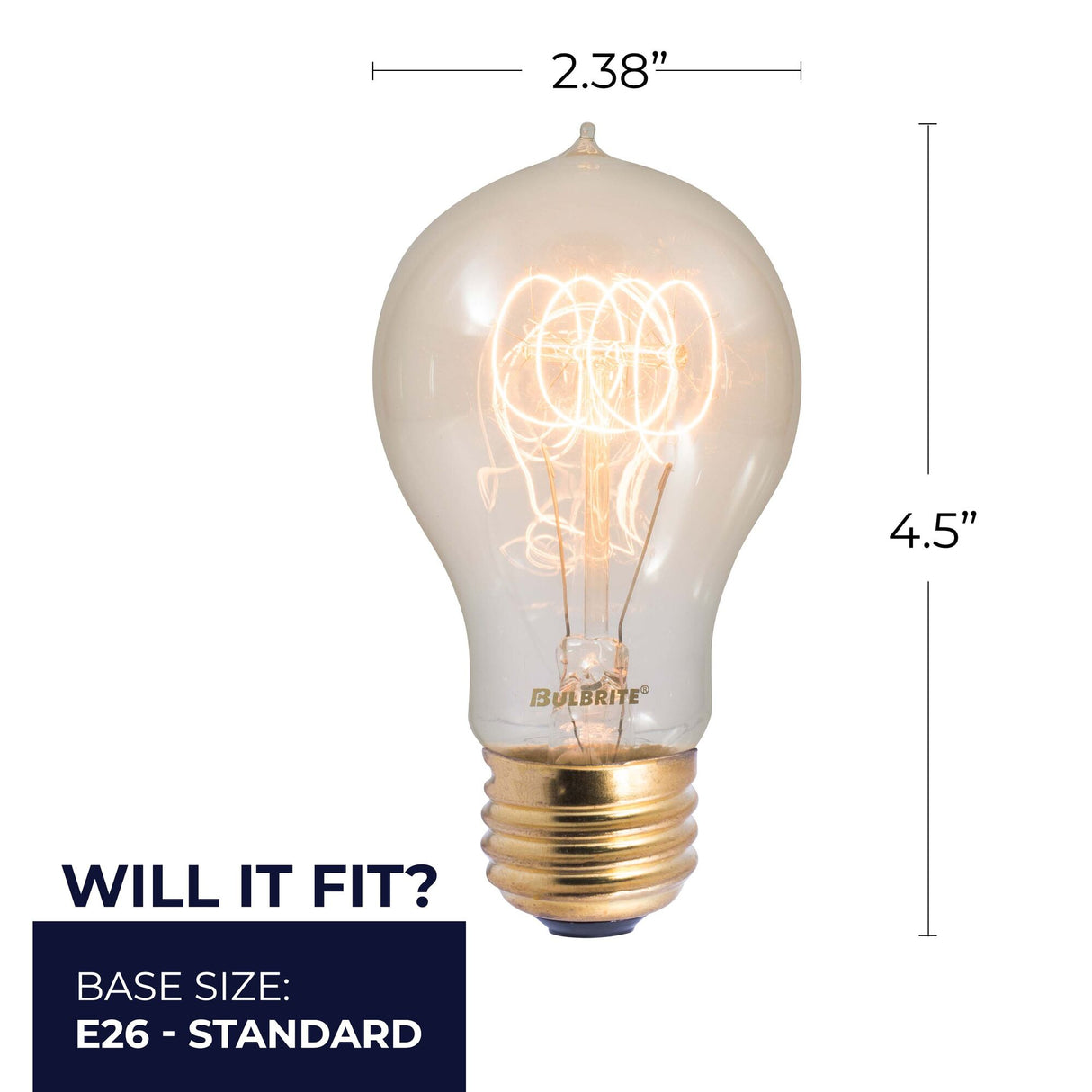 Bulbrite 861385 Bulbrite Incandescent A19 40 Watt Nostalgic Edison Quad Loop-style Light Bulb, Amber Glass, 4pk