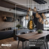 Bulbrite 810174 4W LED PEAR SHAPED GRAND 2200K FILAMENT W/ WHITE MARBLE PENDANT WITH WHITE STRING
