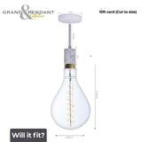 Bulbrite 810174 4W LED PEAR SHAPED GRAND 2200K FILAMENT W/ WHITE MARBLE PENDANT WITH WHITE STRING