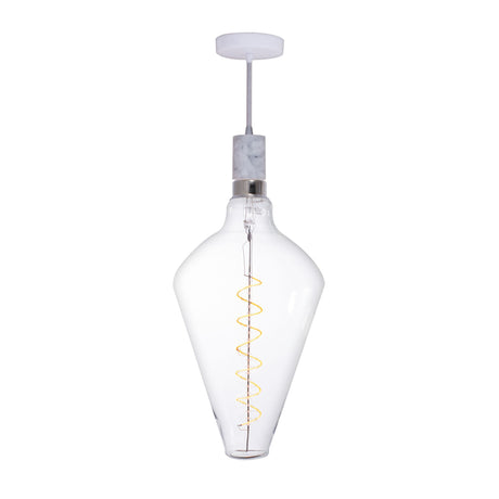 Bulbrite 810175 4W LED DIAMOND SHAPED GRAND 2200K FILAMENT W/ WHITE MARBLE PENDANT WITH WHITE STRING