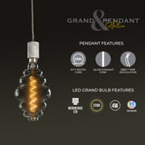 Bulbrite 810176 4W LED BEEHIVE SHAPED GRAND 2200K FILAMENT W/ WHITE MARBLE PENDANT WITH WHITE STRING