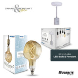 Bulbrite 810177 4W LED JEWEL NATURAL SHAPED GRAND 2200K FILAMENT W/ WHITE MARBLE PENDANT WITH WHITE STRING