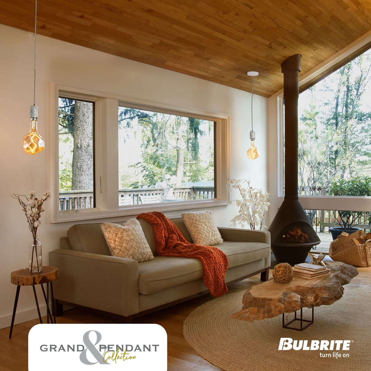 Bulbrite 810177 4W LED JEWEL NATURAL SHAPED GRAND 2200K FILAMENT W/ WHITE MARBLE PENDANT WITH WHITE STRING
