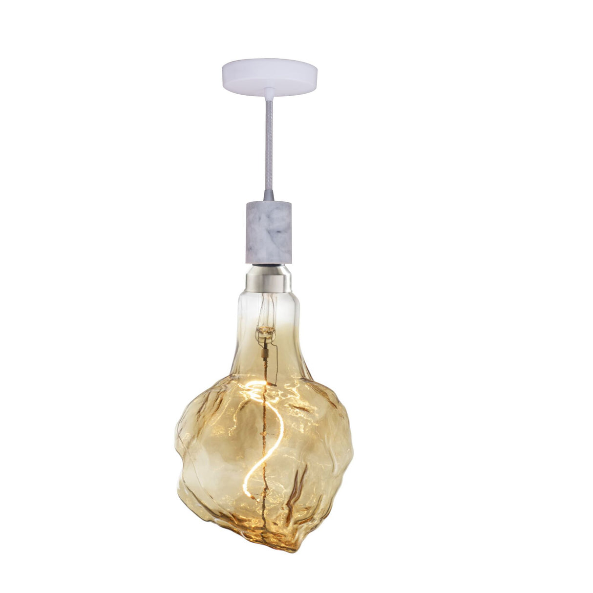 Bulbrite 810178 4W LED GLACIER NATURAL GRAND 2200K FILAMENT W/ WHITE MARBLE PENDANT WITH WHITE STRING
