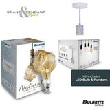 Bulbrite 810178 4W LED GLACIER NATURAL GRAND 2200K FILAMENT W/ WHITE MARBLE PENDANT WITH WHITE STRING
