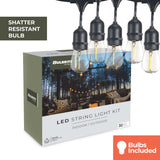 Bulbrite 862819 Bulbrite 30-foot String Light Kit with Clear Shatter Resistant Vintage Style S14 LED Light Bulbs-2PK