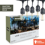 Bulbrite 812483 Bulbrite 48-foot String Light Kit with Clear Shatter Resistant Vintage Style S14 LED Light Bulbs