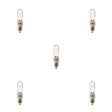 Bulbrite 860796 Bulbrite Pack of (5) 50 Watt Dimmable Clear T4 Mini-Candelabra (E11) Halogen Light Bulbs