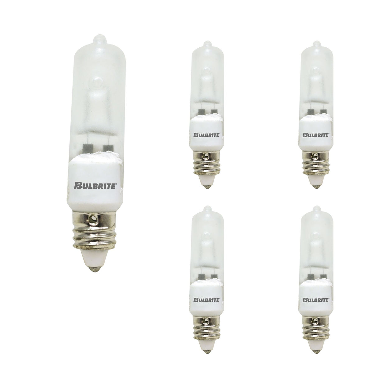 Bulbrite 860797 Bulbrite Pack of (5) 50 Watt Dimmable Frost T4 Mini-Candelabra (E11) Halogen Light Bulbs