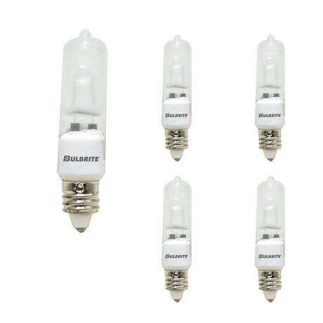 Bulbrite 860797 Bulbrite Pack of (5) 50 Watt Dimmable Frost T4 Mini-Candelabra (E11) Halogen Light Bulbs