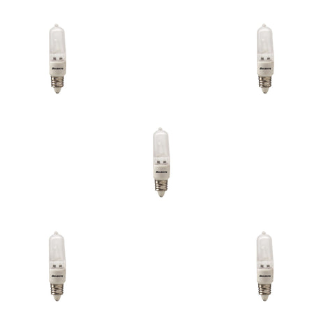 Bulbrite 860798 Bulbrite Halogen Pack of (5) Dimmable 120-Volt T4 Mini Bulbs with Frost Glass Finish and Mini-Candelabra (E11) Screw Base, 75 Watt, 2900K (Soft White Light)