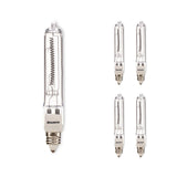 Bulbrite 860806 Bulbrite 500 Watt Halogen T4 Mini Bulb, Line Voltage Dimmable Mini-Candelabra Screw Base (E11) Soft White Light Bulb (Pack of 5)