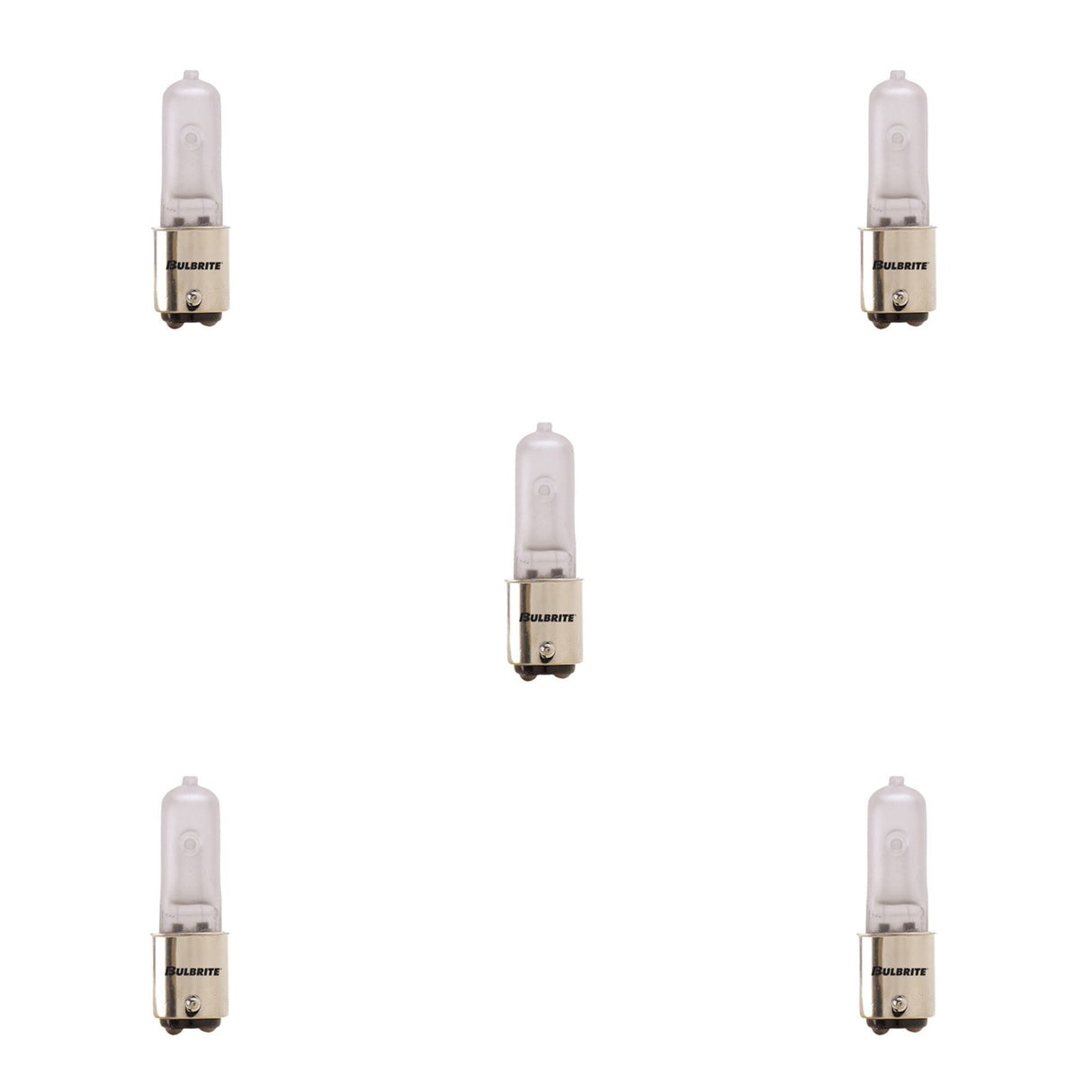 Bulbrite 860810 Bulbrite Halogen T4 Double-Contact Bayonet Base (BA15D) Light Bulbs 5 Pack 50 Watt, Frost