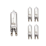 Bulbrite 860828 Bulbrite Pack of (5) Mini Halogen T4 Bi-Pin Base (G9) Light Bulbs, 40 Watt, Clear