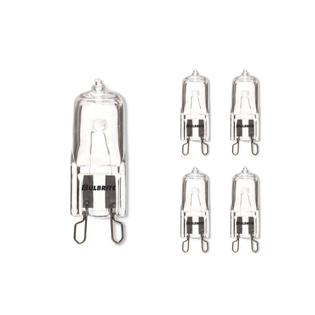 Bulbrite 860831 Bulbrite Pack of (5) 75 Watt Dimmable Clear T4 Bi-Pin (G9) Mini Halogen Light Bulbs