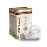Bulbrite 860997 Bulbrite Pack of (2) 5 Watt Dimmable Clear Filament A19 Medium (E26) LED Bulb - 450 Lumens, 2700K, and 90 CRI