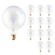 Bulbrite 861011 Bulbrite Incandescent Pack of (12) Dimmable 25 Watt Globe G40 Light Bulbs with Clear Glass Finish and Medium (E26) Screw Base, 2700K (Warm White Light)