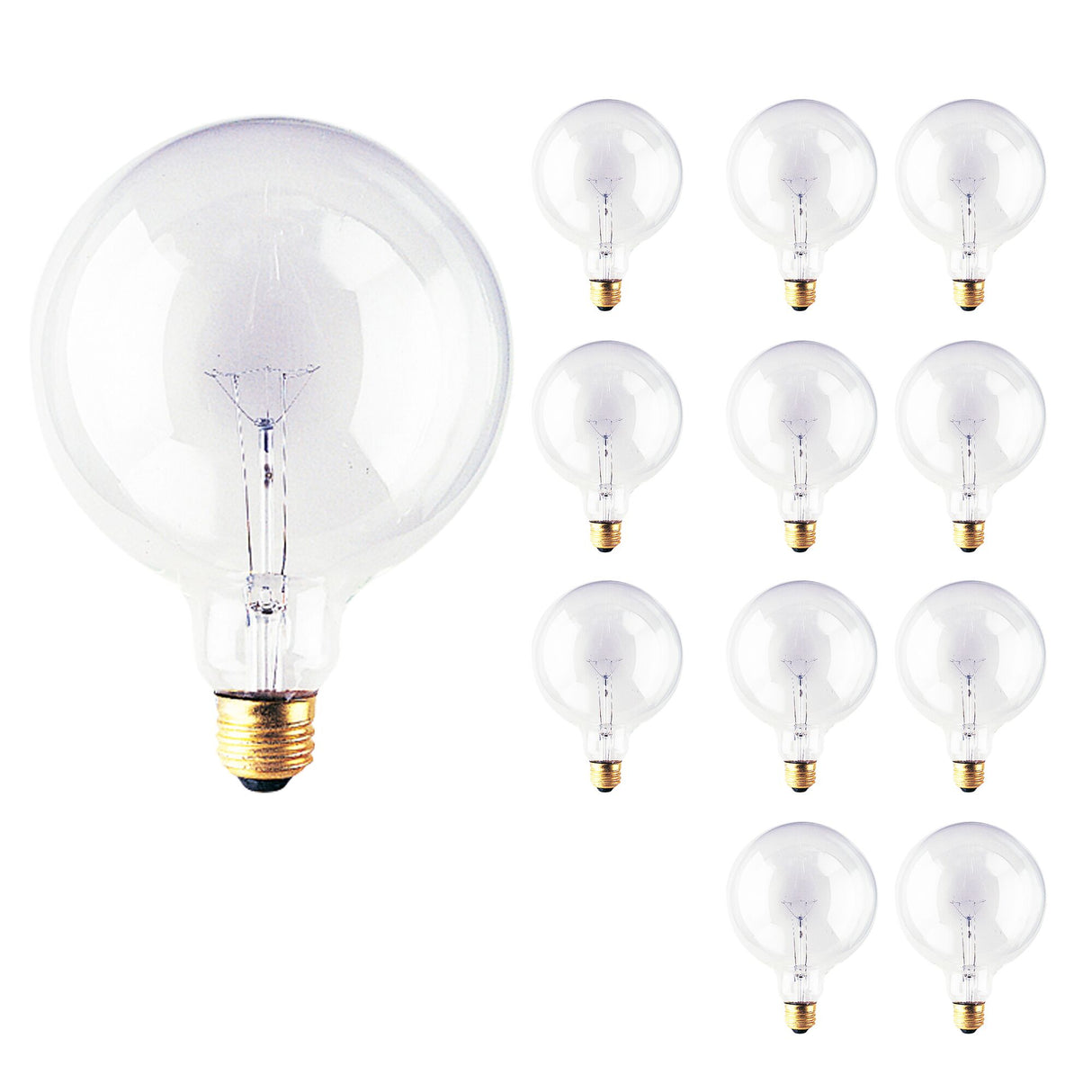 Bulbrite 861011 Bulbrite Incandescent Pack of (12) Dimmable 25 Watt Globe G40 Light Bulbs with Clear Glass Finish and Medium (E26) Screw Base, 2700K (Warm White Light)
