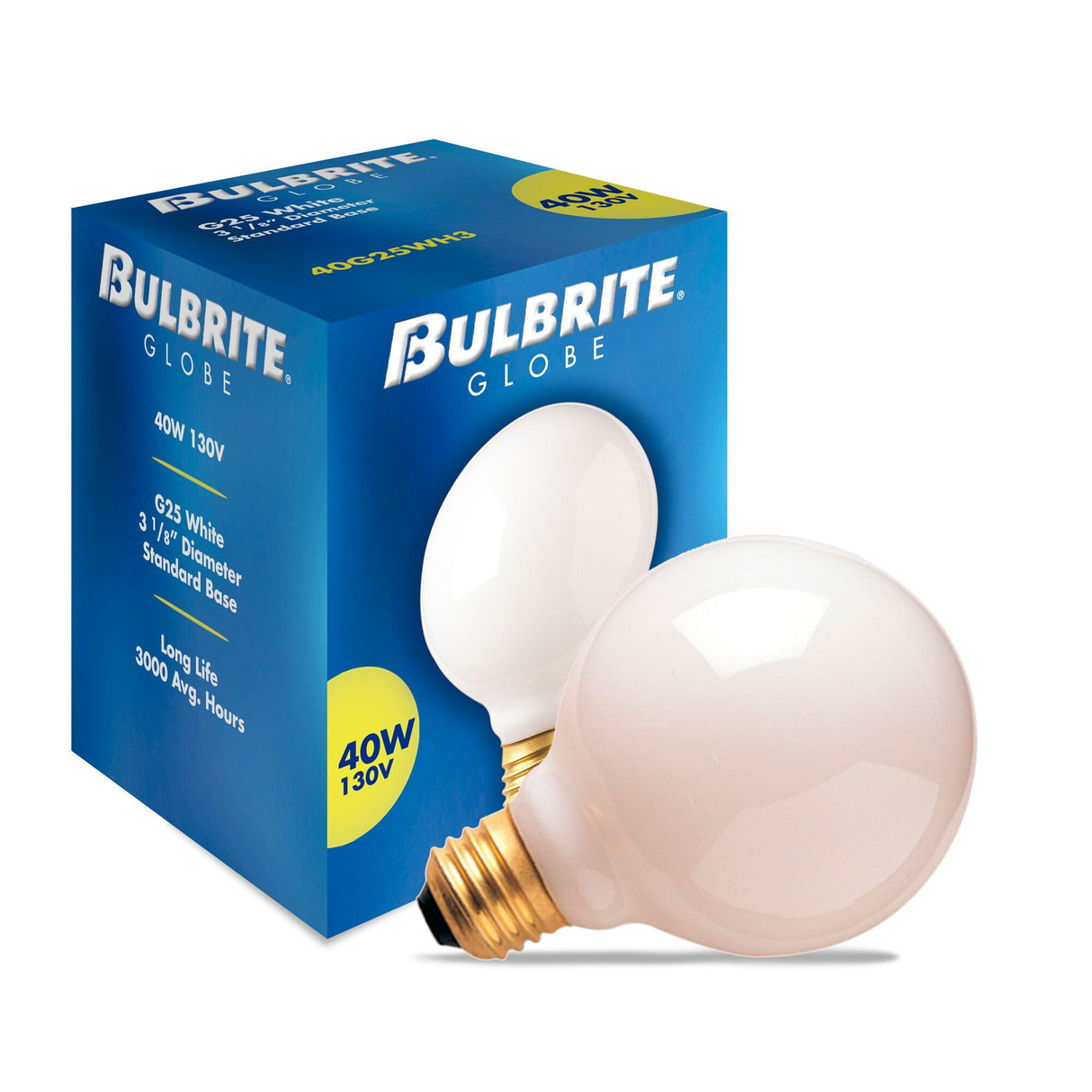 Bulbrite 861022 Bulbrite Pack of (24) 40 Watt Dimmable Incandescent G25 Light Bulbs with Standard E26 Screw Base, White Glass Finish