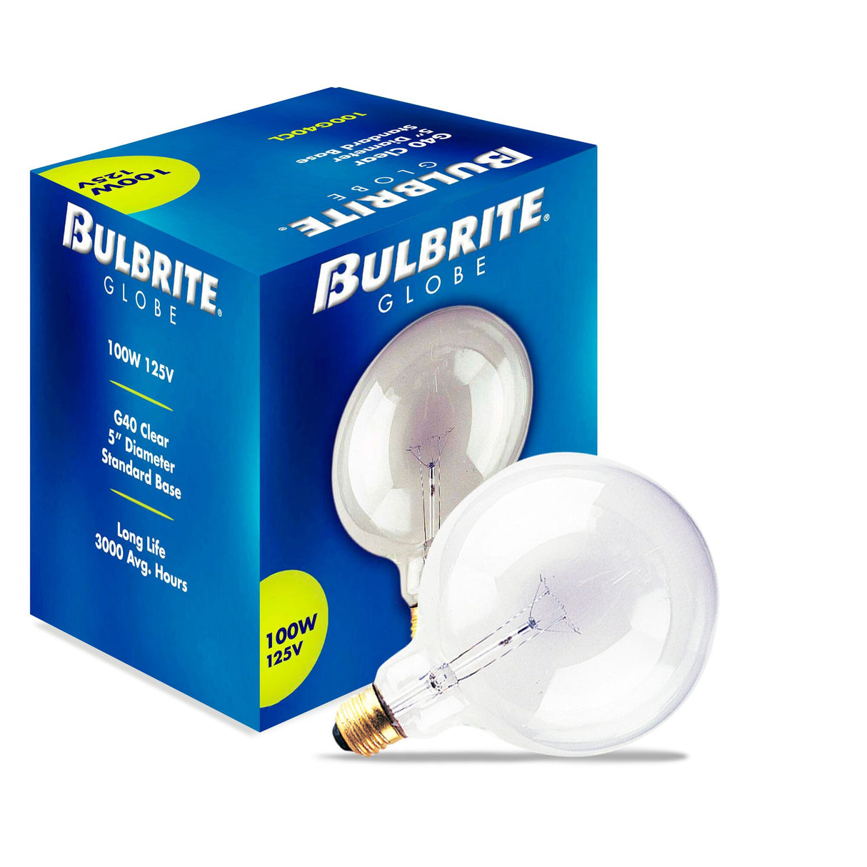 Bulbrite 861055 Bulbrite Incandescent G40 Medium Screw Base (E26) Light Bulb, 100 Watt, Clear 12-pack