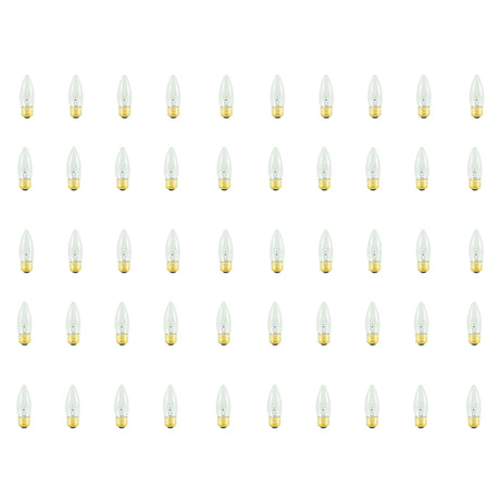 Bulbrite 861087 Bulbrite Pack of (50) 40 Watt Dimmable B10 Incandescent Light Bulbs with Clear Finish and Medium (E26) Base - 2700K (Warm White Light), 225 Lumens