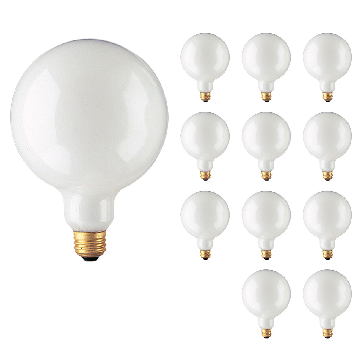 Bulbrite 861099 Bulbrite Pack of (12) Incandescent G40 Medium Screw Base (E26) Light Bulb, 100 Watt, White