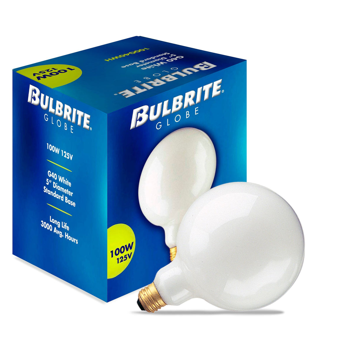Bulbrite 861099 Bulbrite Pack of (12) Incandescent G40 Medium Screw Base (E26) Light Bulb, 100 Watt, White