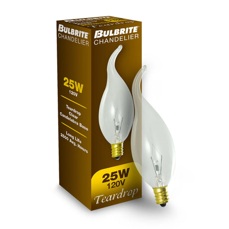 Bulbrite 861162 Bulbrite Incandescent CA11 Candelabra Screw Base (E12) Light Bulb, 25 Watt, Clear, Pack of 14