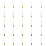 Bulbrite 861164 Bulbrite Incandescent Pack of (25) Dimmable 15 Watt Tubular T6 Light Bulbs with Clear Glass Finish and Candelabra (E12) Screw Base, 2700K (Warm White Light)