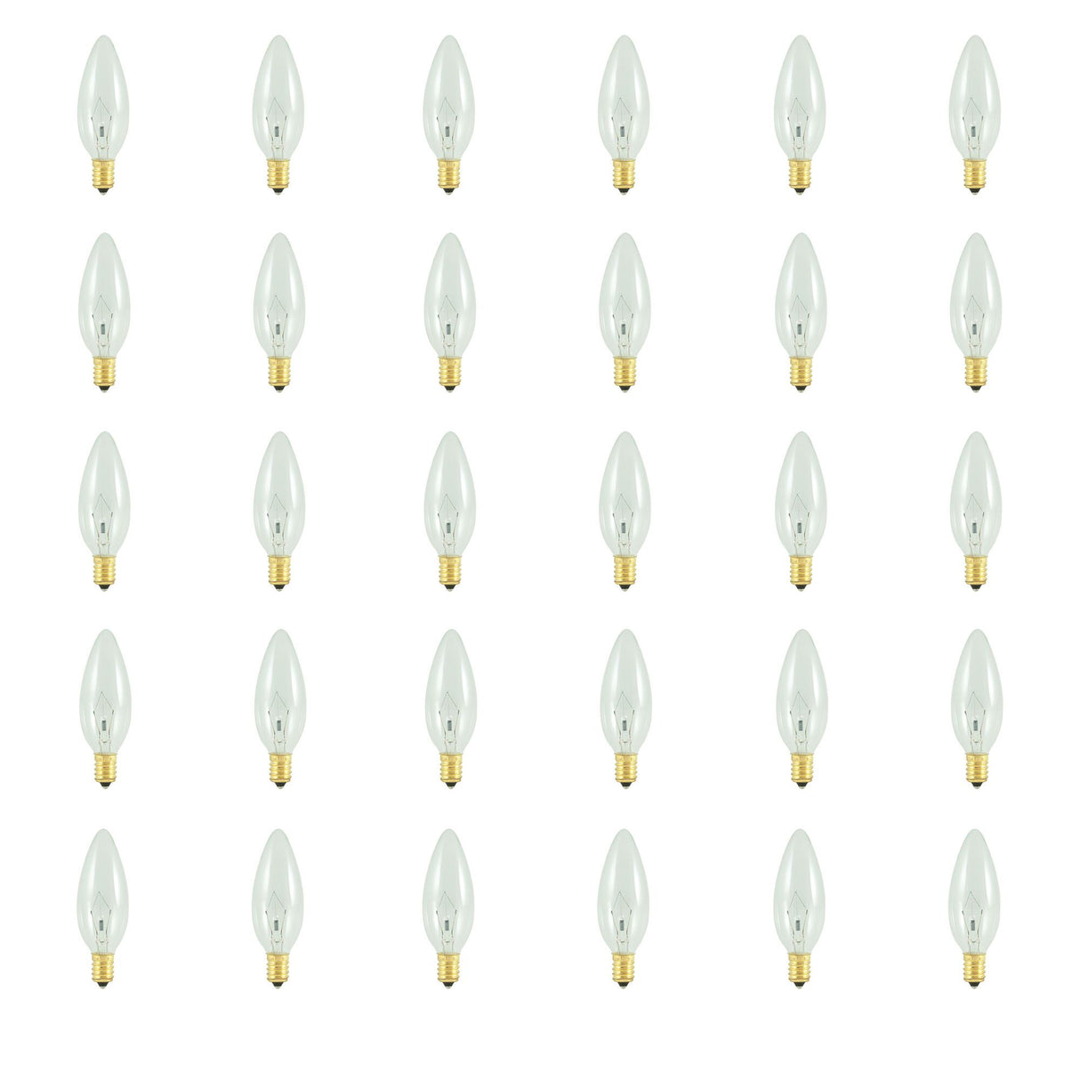 Bulbrite 861202 Bulbrite Incandescent Pack of (30) Torpedo B10 Chandelier Light Bulbs with European (E14) Screw Base, 5 Watt, 2700K (Warm White Light)