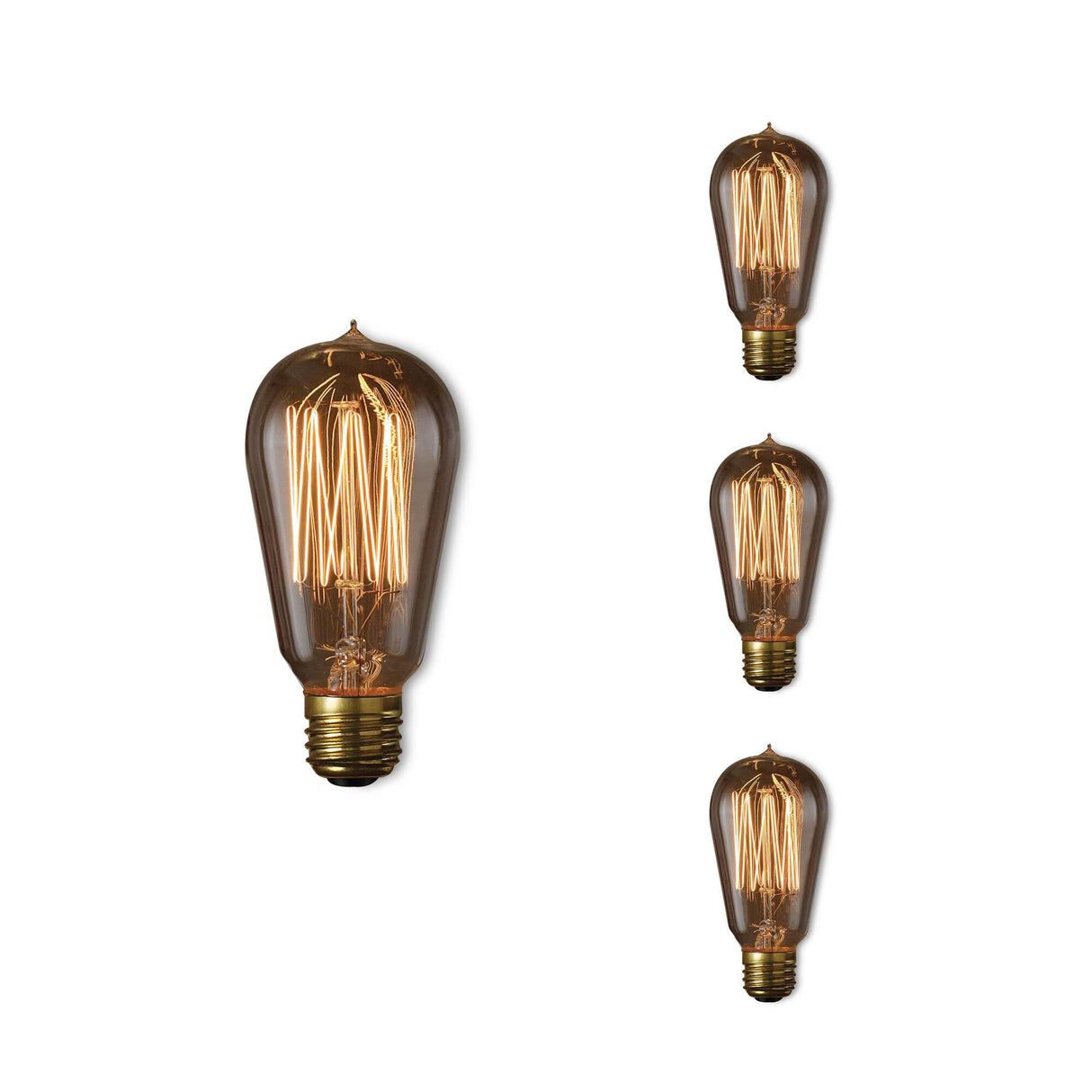 Bulbrite 861231 Bulbrite Pack of (4) 60 Watt Dimmable Antique ST18 Nostalgic Thread Incandescent Light Bulbs with Medium (E26) Base, 2200K Amber Light