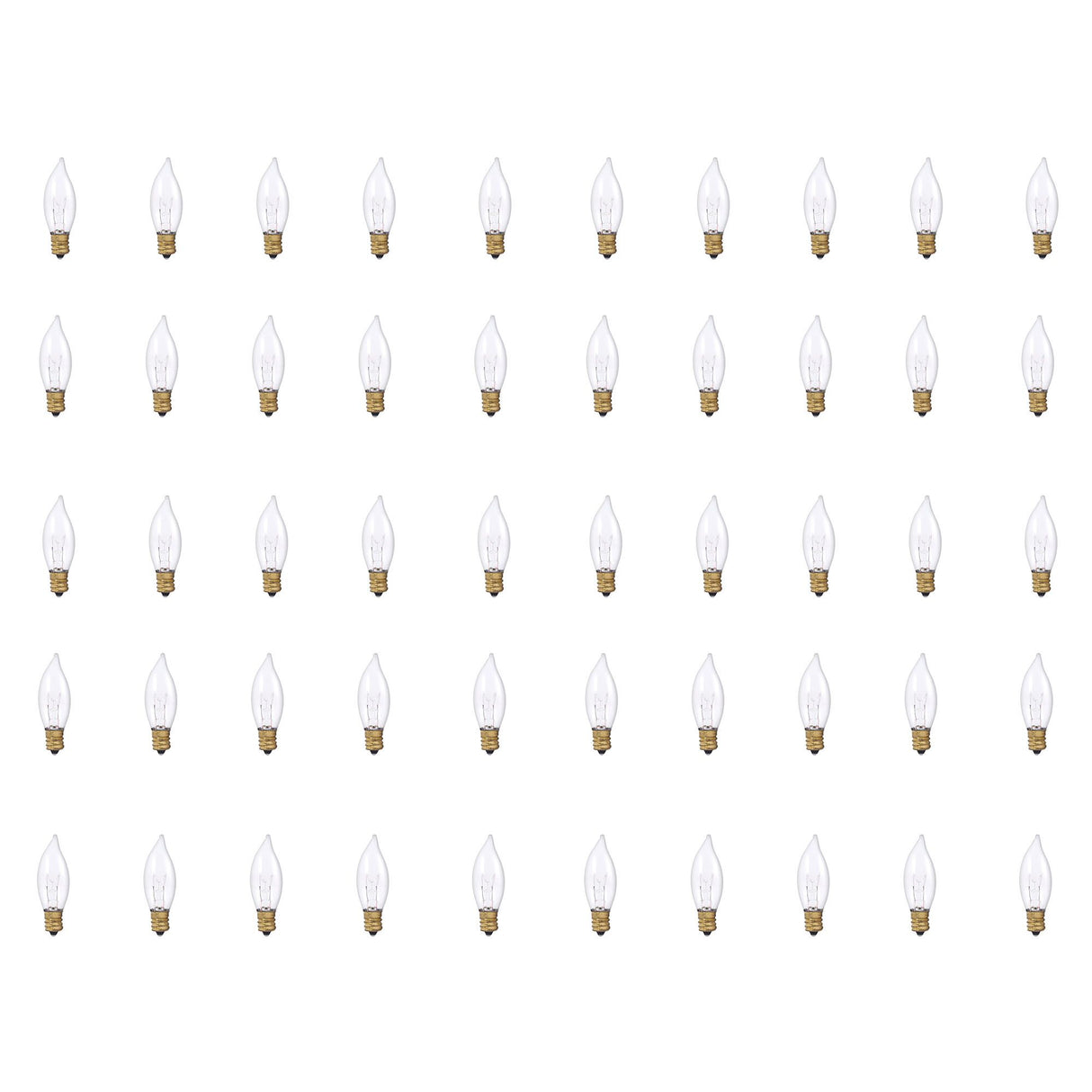 Bulbrite 861244 Bulbrite Incandescent CA8 Candelabra Screw Base (E12) Light Bulb, 15 Watt, Clear, Pack of 50