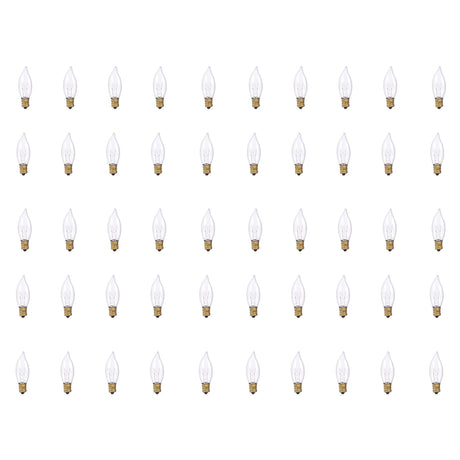 Bulbrite 861244 Bulbrite Incandescent CA8 Candelabra Screw Base (E12) Light Bulb, 15 Watt, Clear, Pack of 50