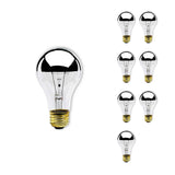 Bulbrite 861265 Bulbrite pack of (8) Incandescent A19 Medium Screw Base (E26) Light Bulb, 60 Watt, Half Chrome, Pack of 8