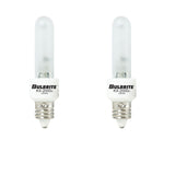 Bulbrite 861350 Bulbrite KX-2000 Pack of (2) 120-Volt T3 Light Bulbs with Frost Glass Finish and Mini-Candelabra (E11) Screw Base, 60 Watt, 2700K (Warm White Light)