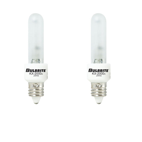 Bulbrite 861350 Bulbrite KX-2000 Pack of (2) 120-Volt T3 Light Bulbs with Frost Glass Finish and Mini-Candelabra (E11) Screw Base, 60 Watt, 2700K (Warm White Light)