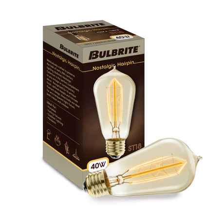 Bulbrite 862905 Bulbrite Pack of (6) 40 Watt Dimmable Antique Nostalgic Thread Filament ST18 Medium Screw (E26) Incandescent Bulb