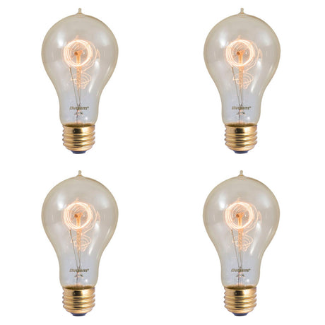 Bulbrite 861385 Bulbrite Incandescent A19 40 Watt Nostalgic Edison Quad Loop-style Light Bulb, Amber Glass, 4pk