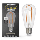 Bulbrite 861404 Bulbrite Curved LED Filament 4 Watt Dimmable Nostalgic Hairpin Filament ST18 Light Bulbs with Standard (E26) Base, Pack of 2